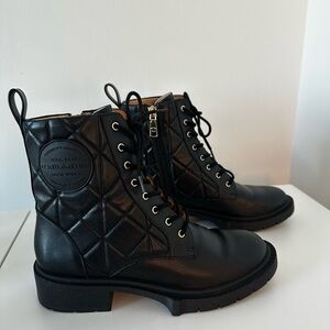 Coach Black Leather Quilted Combat Boots